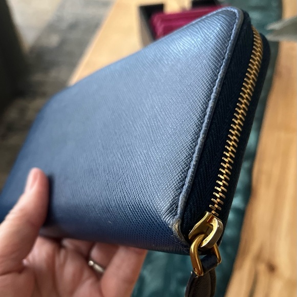 Prada Midnight Blue Saffiano Leather Zip around Wallet - Picture 7 of 15